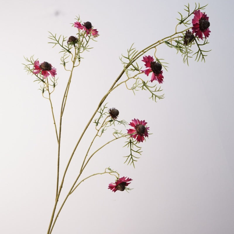 Artificial Cosmos Bush, Silk Scabiosa Floral Arrangement, Rustic Style, 46" Tall, Perfect for Weddings & Home Decor