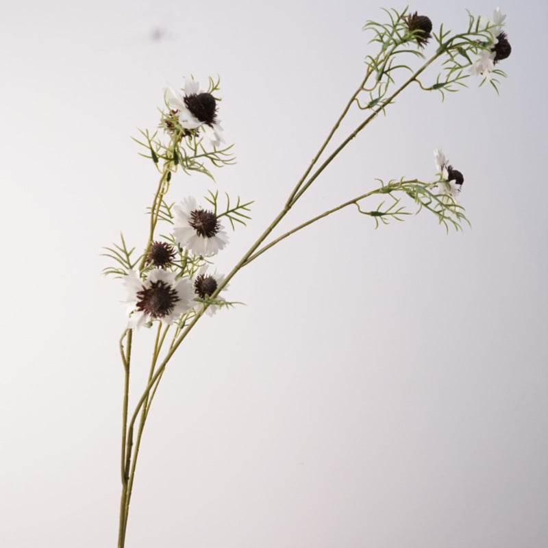 Artificial Cosmos Bush, Silk Scabiosa Floral Arrangement, Rustic Style, 46" Tall, Perfect for Weddings & Home Decor