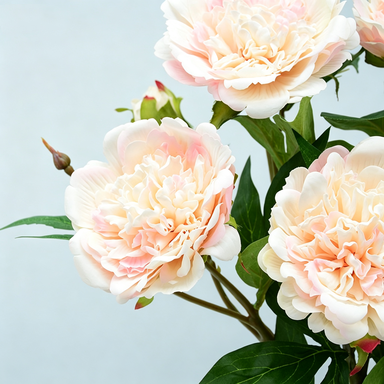 Artificial Peony Stem, Realistic Peony Bush with 2 Blooms, 26" Tall, Home Decor, Table Centerpiece, Photography Prop