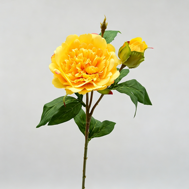 Artificial Peony Stem, Realistic Peony Bush with 2 Blooms, 26" Tall, Home Decor, Table Centerpiece, Photography Prop