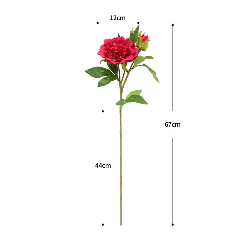 Artificial Peony Stem, Realistic Peony Bush with 2 Blooms, 26" Tall, Home Decor, Table Centerpiece, Photography Prop