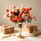 Artificial Chrysanthemum Bush, 20" Tall, Silk Flowers, 5 Blooms, Perfect for Weddings & Home Decor