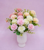 Artificial Peony Bouquet, 13" Tall, 7 Blooms, Wedding & Home Decor, Indoor Arrangement