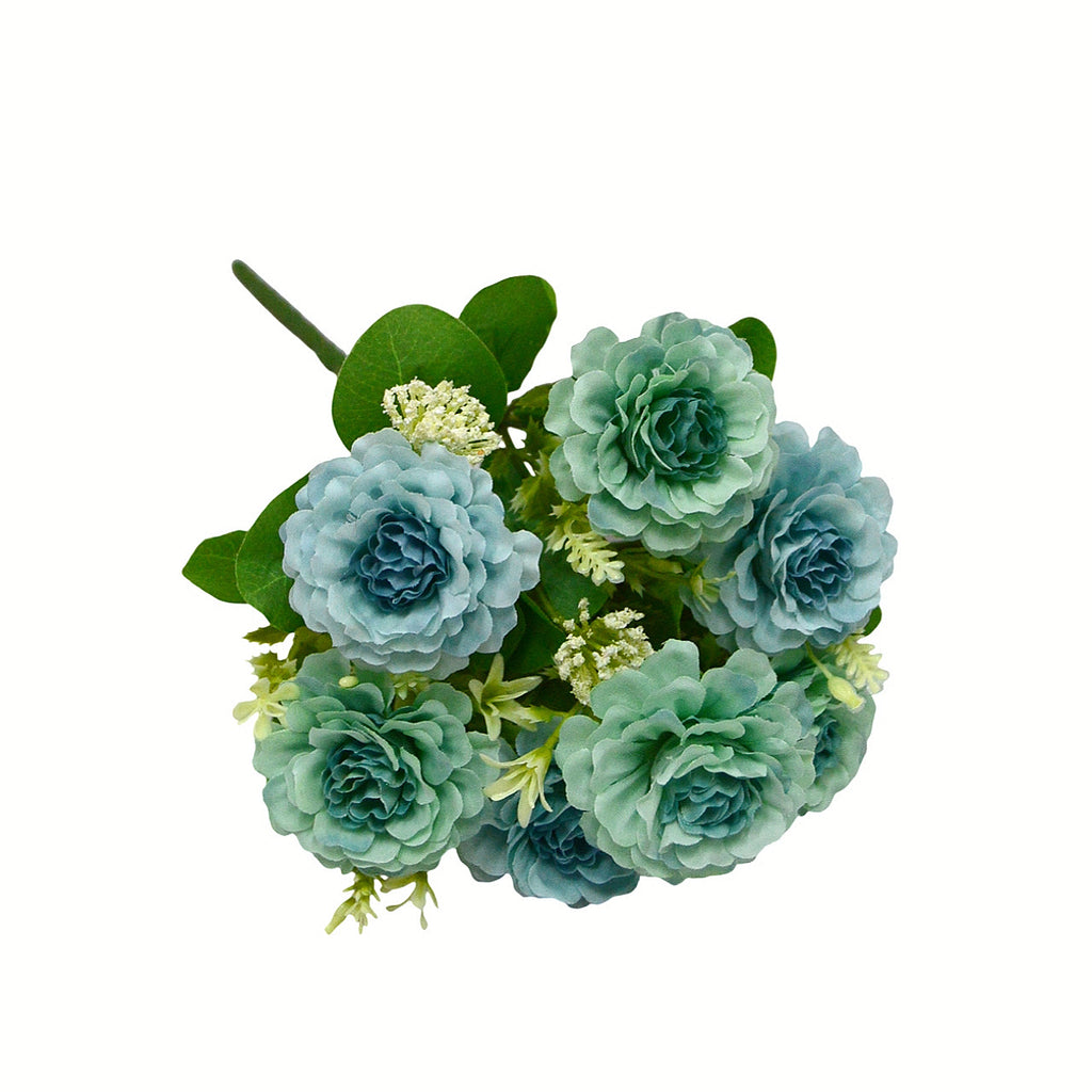 Artificial Peony Bouquet, 13" Tall, 7 Blooms, Wedding & Home Decor, Indoor Arrangement