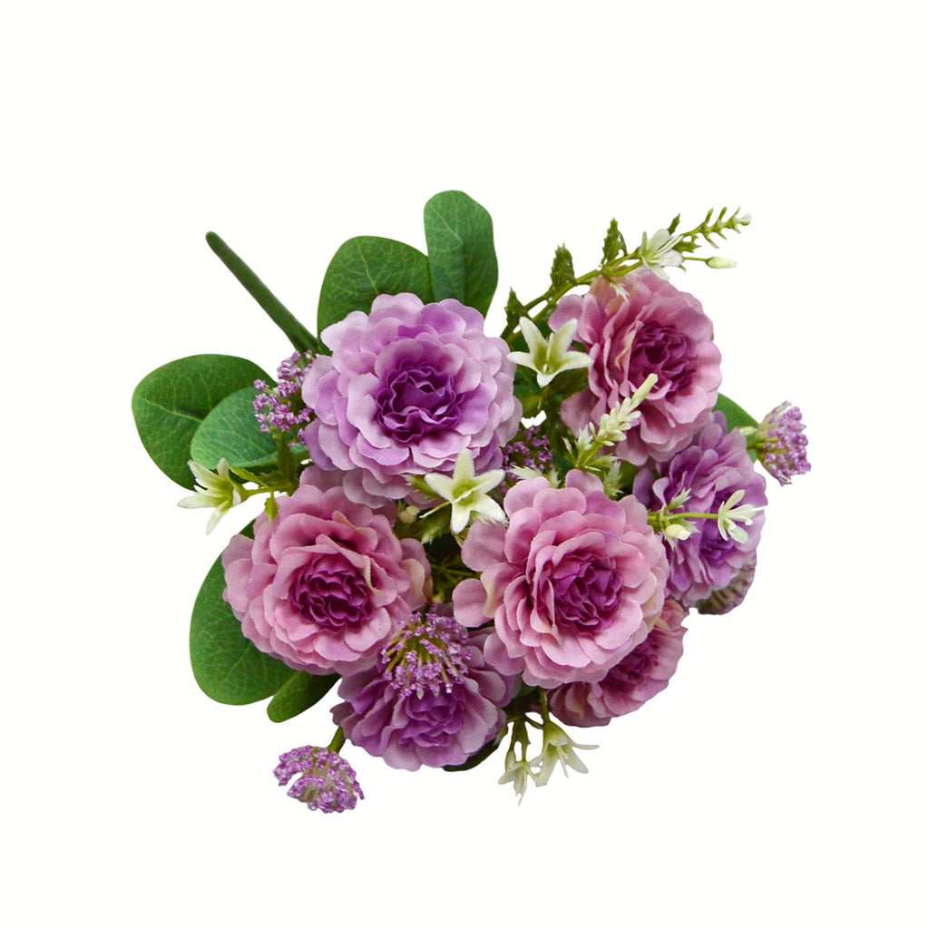 Artificial Peony Bouquet, 13" Tall, 7 Blooms, Wedding & Home Decor, Indoor Arrangement