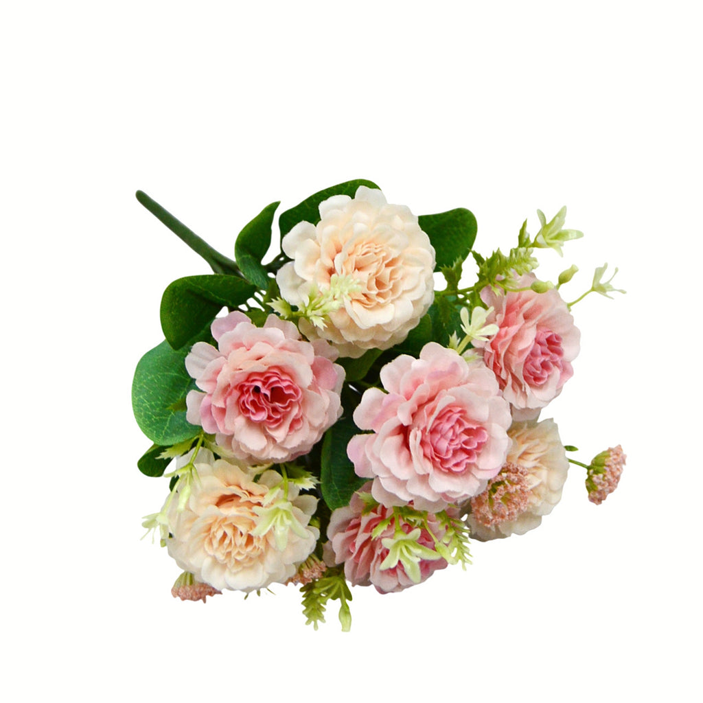Artificial Peony Bouquet, 13" Tall, 7 Blooms, Wedding & Home Decor, Indoor Arrangement
