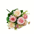 Artificial Peony Bouquet, 13" Tall, 7 Blooms, Wedding & Home Decor, Indoor Arrangement