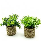 Artificial Plant Pot, 6" Tall, Mixed Material, Deep Green & Light Green, Perfect for Home, Office & Commercial Decor