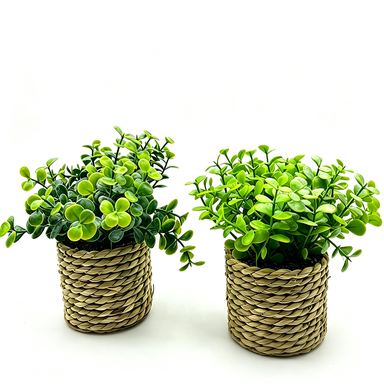 Artificial Plant Pot, 6" Tall, Mixed Material, Deep Green & Light Green, Perfect for Home, Office & Commercial Decor