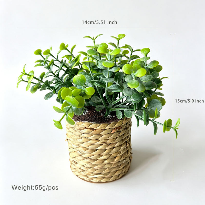 Artificial Plant Pot, 6" Tall, Mixed Material, Deep Green & Light Green, Perfect for Home, Office & Commercial Decor