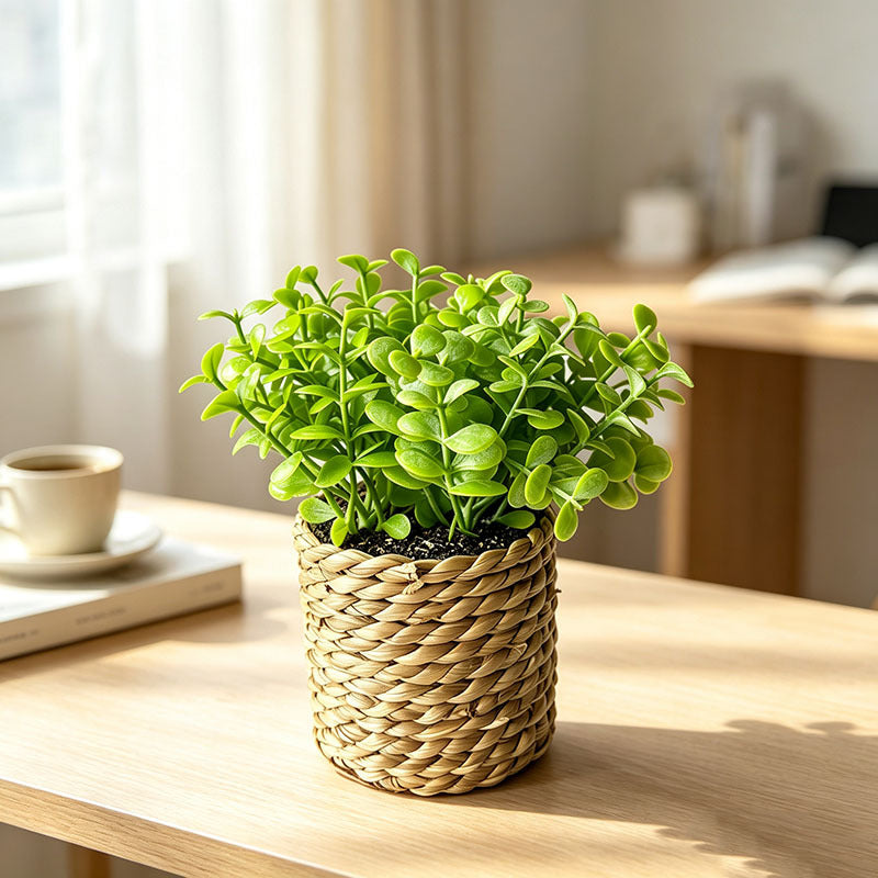 Artificial Plant Pot, 6" Tall, Mixed Material, Deep Green & Light Green, Perfect for Home, Office & Commercial Decor