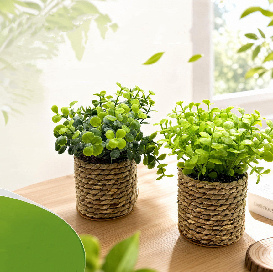 Artificial Plant Pot, 6" Tall, Mixed Material, Deep Green & Light Green, Perfect for Home, Office & Commercial Decor