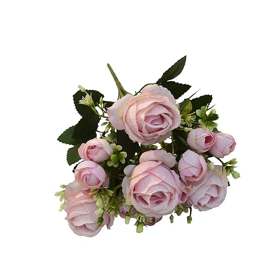 Artificial Sweetheart Rose Bush, 7 Blooms, 13" Tall, Wedding Bouquet, Bridal Shower, Centerpiece Decor