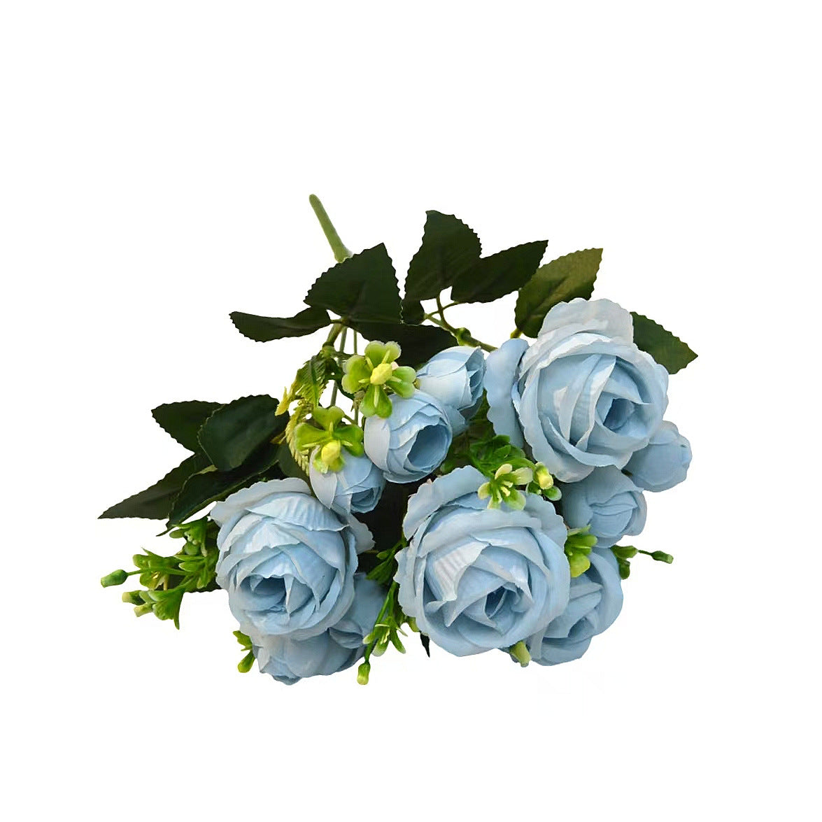 Artificial Sweetheart Rose Bush, 7 Blooms, 13" Tall, Wedding Bouquet, Bridal Shower, Centerpiece Decor
