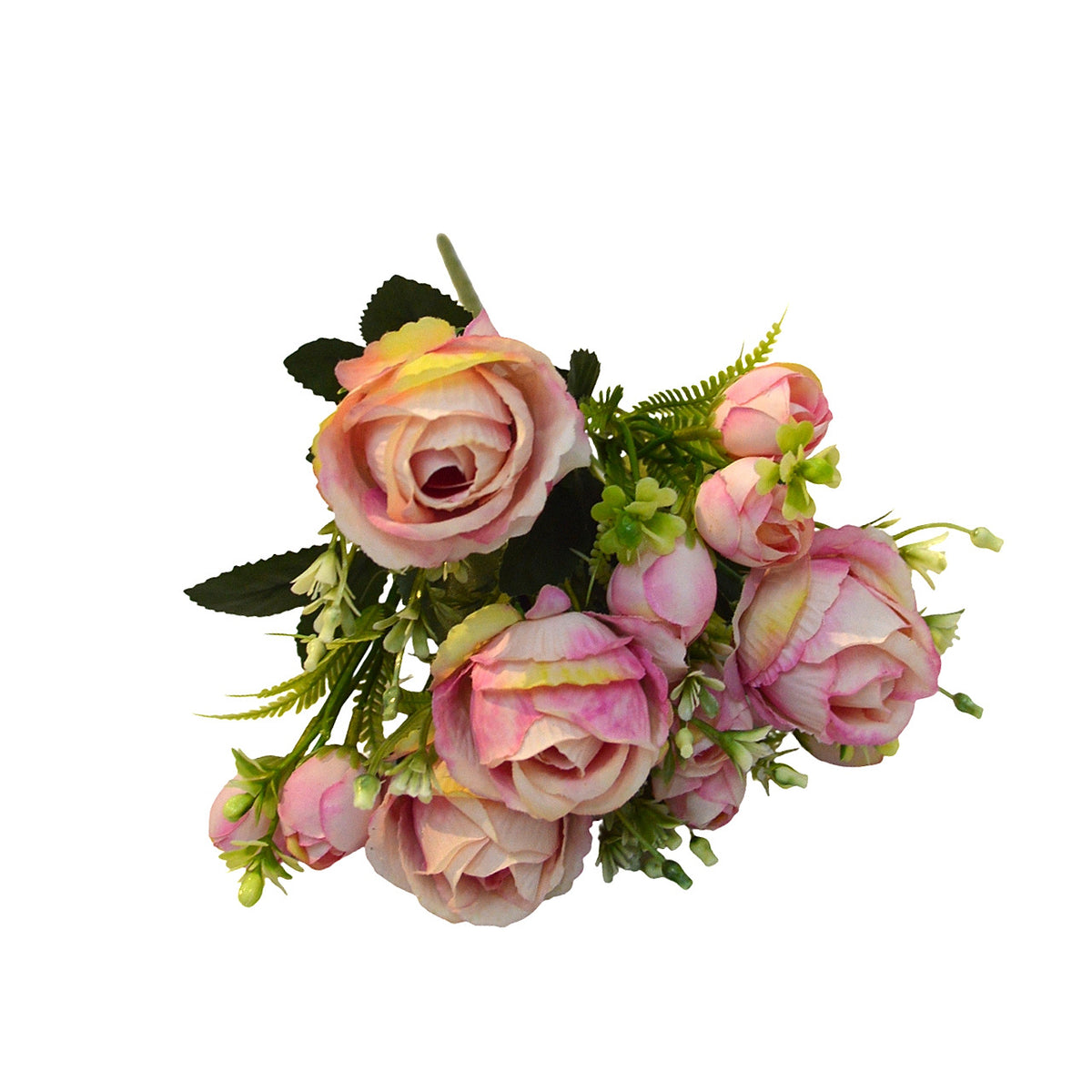 Artificial Sweetheart Rose Bush, 7 Blooms, 13" Tall, Wedding Bouquet, Bridal Shower, Centerpiece Decor