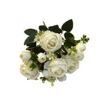 Artificial Sweetheart Rose Bush, 7 Blooms, 13" Tall, Wedding Bouquet, Bridal Shower, Centerpiece Decor