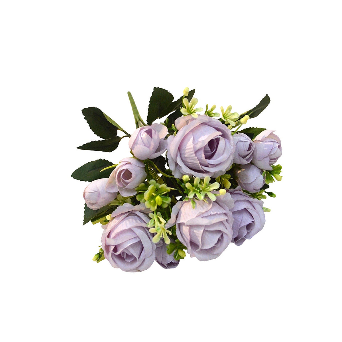 Artificial Sweetheart Rose Bush, 7 Blooms, 13" Tall, Wedding Bouquet, Bridal Shower, Centerpiece Decor