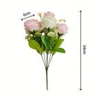 Artificial Sweetheart Rose Bush, 7 Blooms, 13" Tall, Wedding Bouquet, Bridal Shower, Centerpiece Decor