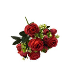 Artificial Sweetheart Rose Bush, 7 Blooms, 13" Tall, Wedding Bouquet, Bridal Shower, Centerpiece Decor