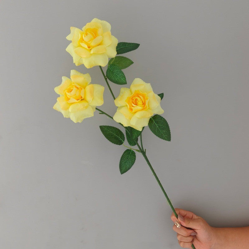 Artificial Peony Rose Bush, 3 Blooms, 24" Tall, Silk Flowers for Weddings, Home Decor, Table Centerpieces