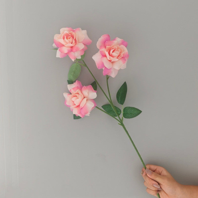 Artificial Peony Rose Bush, 3 Blooms, 24" Tall, Silk Flowers for Weddings, Home Decor, Table Centerpieces