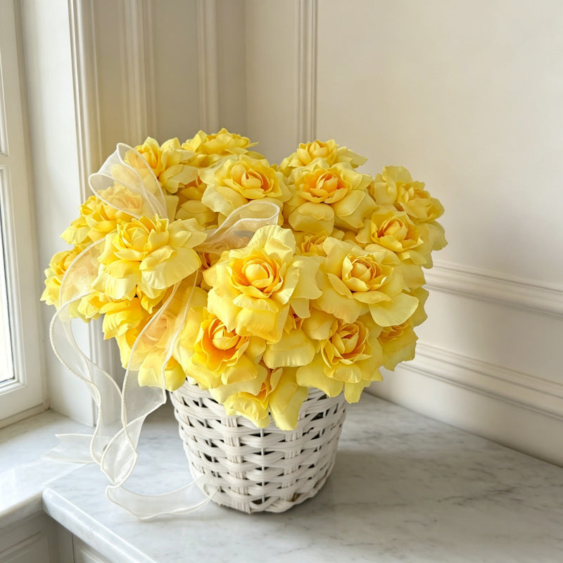 Artificial Peony Rose Bush, 3 Blooms, 24" Tall, Silk Flowers for Weddings, Home Decor, Table Centerpieces