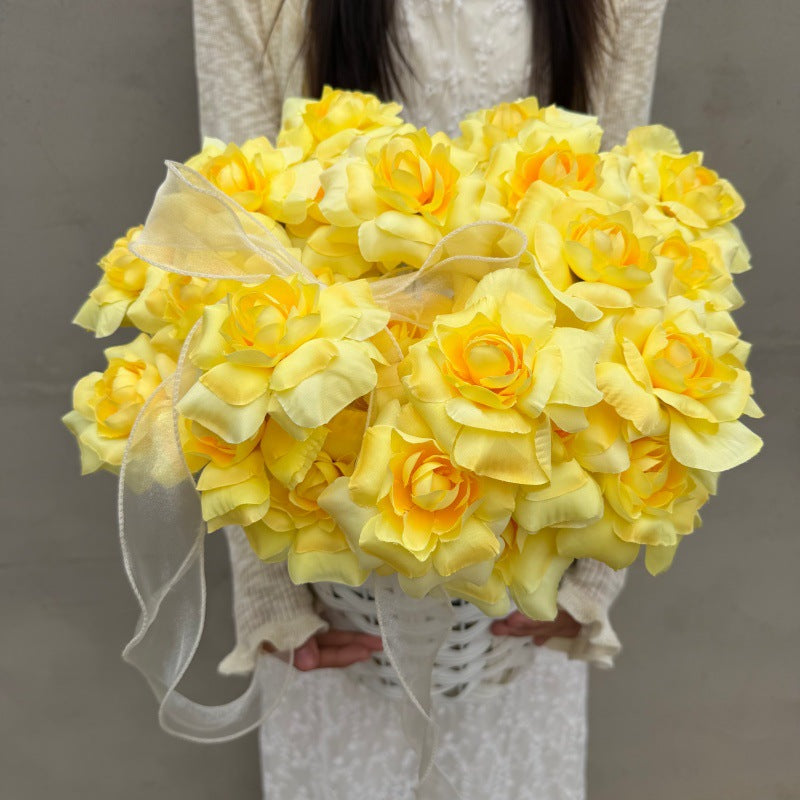 Artificial Peony Rose Bush, 3 Blooms, 24" Tall, Silk Flowers for Weddings, Home Decor, Table Centerpieces
