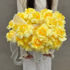 Artificial Peony Rose Bush, 3 Blooms, 24" Tall, Silk Flowers for Weddings, Home Decor, Table Centerpieces
