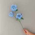 Artificial Peony Rose Bush, 3 Blooms, 24" Tall, Silk Flowers for Weddings, Home Decor, Table Centerpieces
