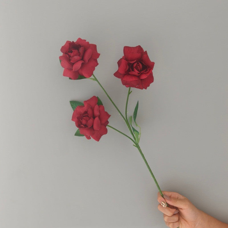 Artificial Peony Rose Bush, 3 Blooms, 24" Tall, Silk Flowers for Weddings, Home Decor, Table Centerpieces