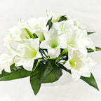 Artificial Lily Flowers, Silk Bush with 5 Blooms, 13" Tall, Decorative Floral Arrangement for Home, Indoor Use