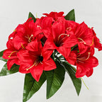 Artificial Lily Flowers, Silk Bush with 5 Blooms, 13" Tall, Decorative Floral Arrangement for Home, Indoor Use