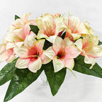 Artificial Lily Flowers, Silk Bush with 5 Blooms, 13" Tall, Decorative Floral Arrangement for Home, Indoor Use