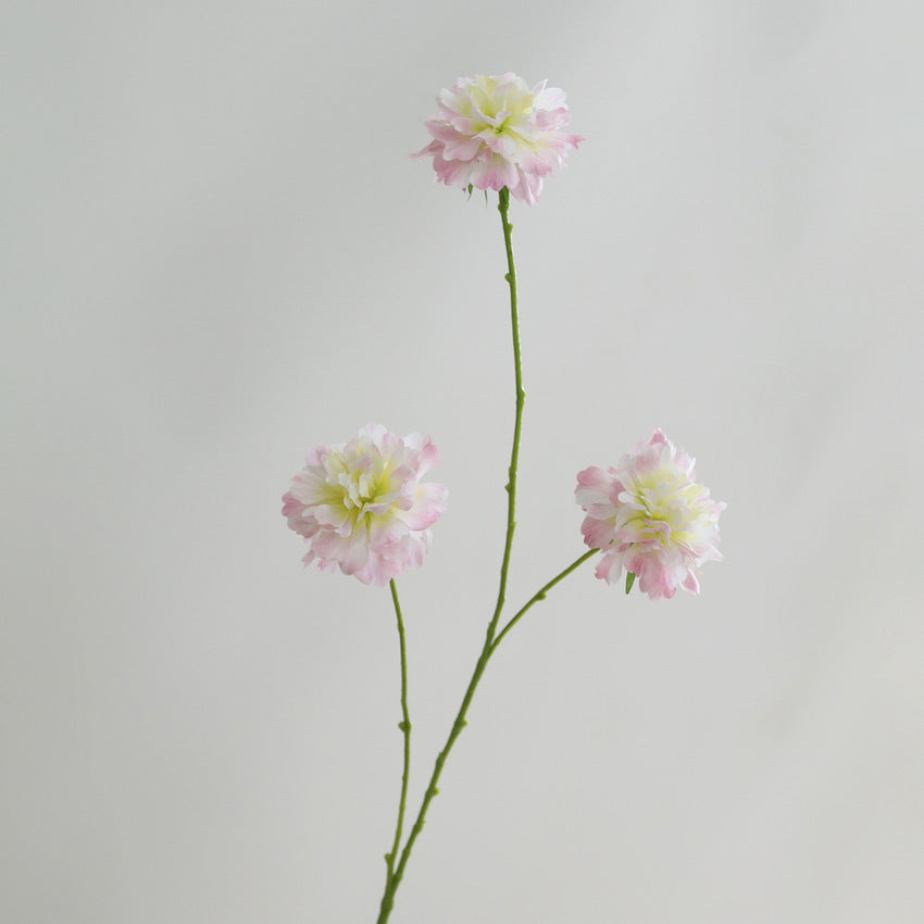 Artificial Scabiosa Silk Flower Bush, 31" Tall with 3 Blooms, Perfect for Wedding Decor & Home Styling