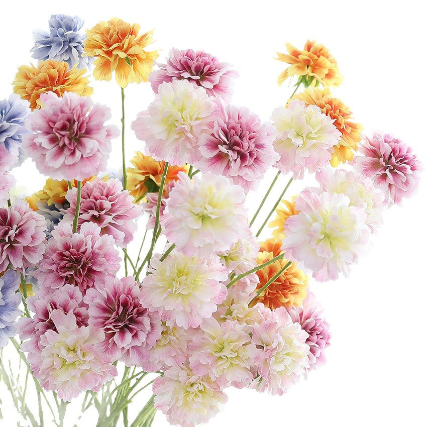 Artificial Scabiosa Silk Flower Bush, 31" Tall with 3 Blooms, Perfect for Wedding Decor & Home Styling