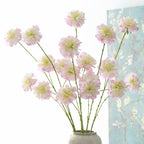 Artificial Scabiosa Silk Flower Bush, 31" Tall with 3 Blooms, Perfect for Wedding Decor & Home Styling
