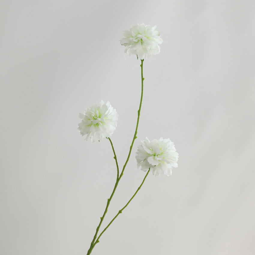 Artificial Scabiosa Silk Flower Bush, 31" Tall with 3 Blooms, Perfect for Wedding Decor & Home Styling