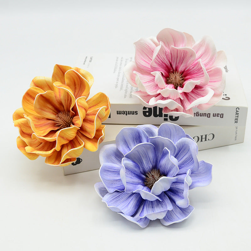 Artificial Magnolia Flower Heads, Pack of 1, 5" Diameter, Wedding Decor, DIY Craft, Indoor Use