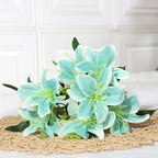 Luxury Silk Lily Artificial Flower Bush, 7 Blooms, 14" Tall, Perfect for Weddings & Home Decor