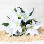 Luxury Silk Lily Artificial Flower Bush, 7 Blooms, 14" Tall, Perfect for Weddings & Home Decor