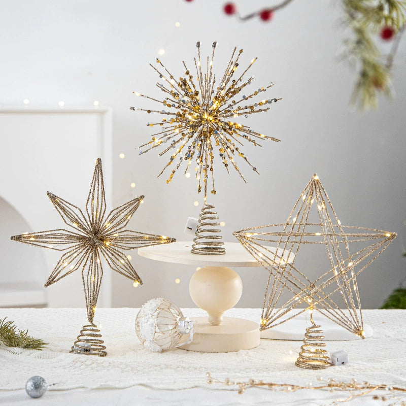 Christmas Tree Topper Star, 6 Styles of LED Star Tree Topper Decorations for Holiday, Winter Weddings & Parties (Sizes Vary)