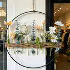 Artificial Eucalyptus & Poppy Flower Wreath, 16" Indoor Hanging Decor for Home, Hotel, or Party Scenes