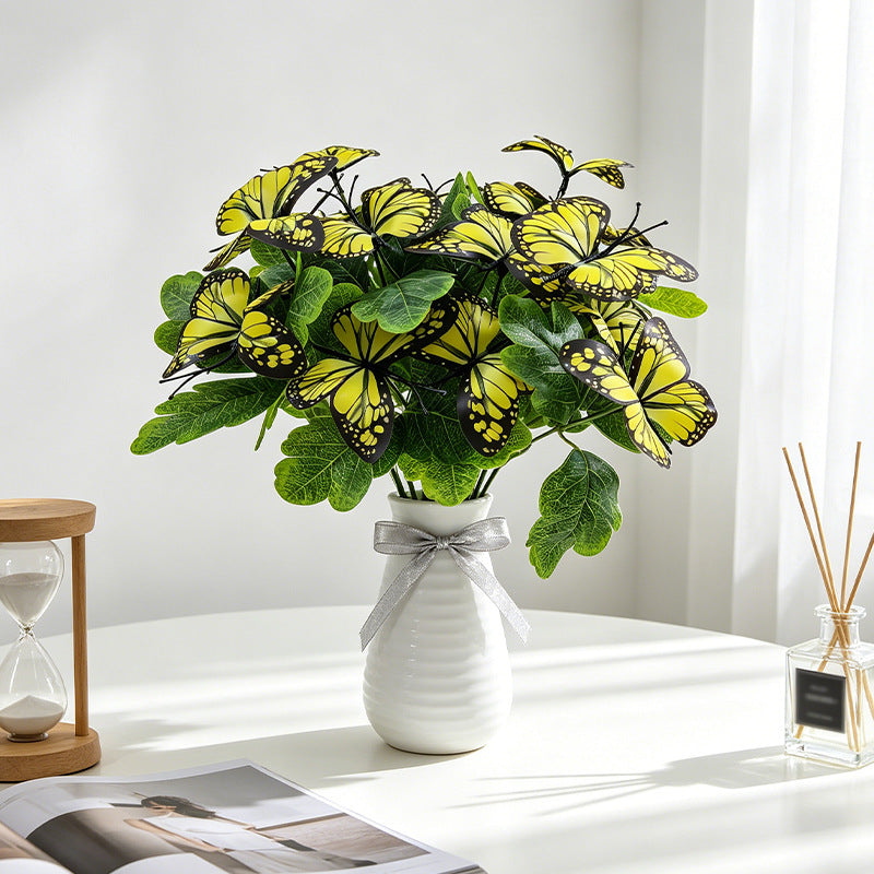 Artificial Butterfly Bush, Set of 5 Stems, 11" Tall, Light Luxury Style, Perfect for Weddings, Home Decor, and Photo Props