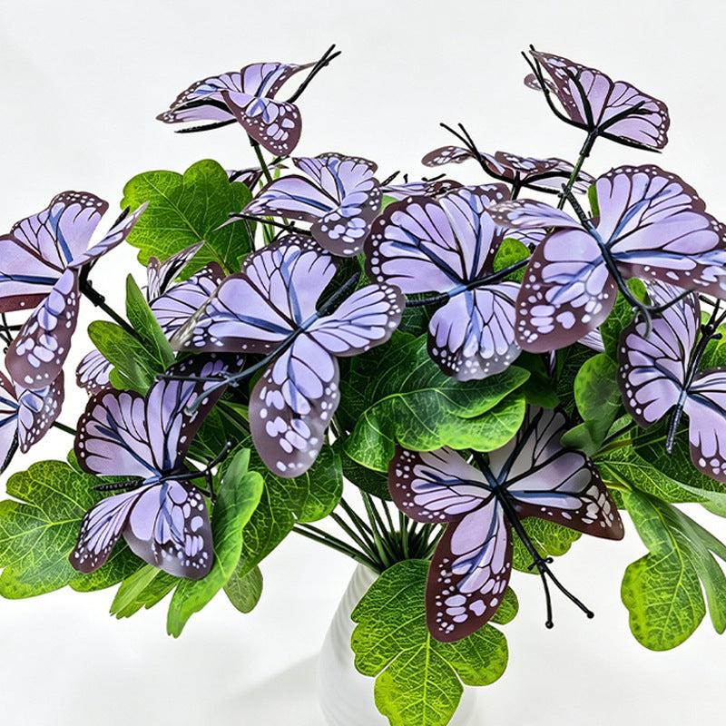 Artificial Butterfly Bush, Set of 5 Stems, 11" Tall, Light Luxury Style, Perfect for Weddings, Home Decor, and Photo Props