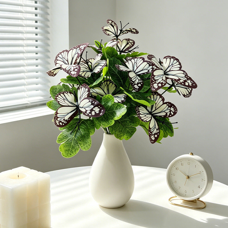 Artificial Butterfly Bush, Set of 5 Stems, 11" Tall, Light Luxury Style, Perfect for Weddings, Home Decor, and Photo Props