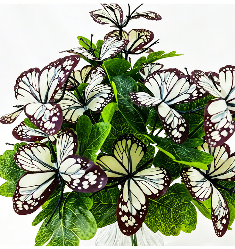 Artificial Butterfly Bush, Set of 5 Stems, 11" Tall, Light Luxury Style, Perfect for Weddings, Home Decor, and Photo Props