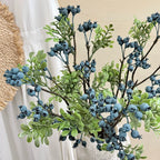Artificial Blueberry Stem, Rustic Foam Berry Branch, 24" Single Stem, Indoor Home Decor, Window Display, Hotel Styling
