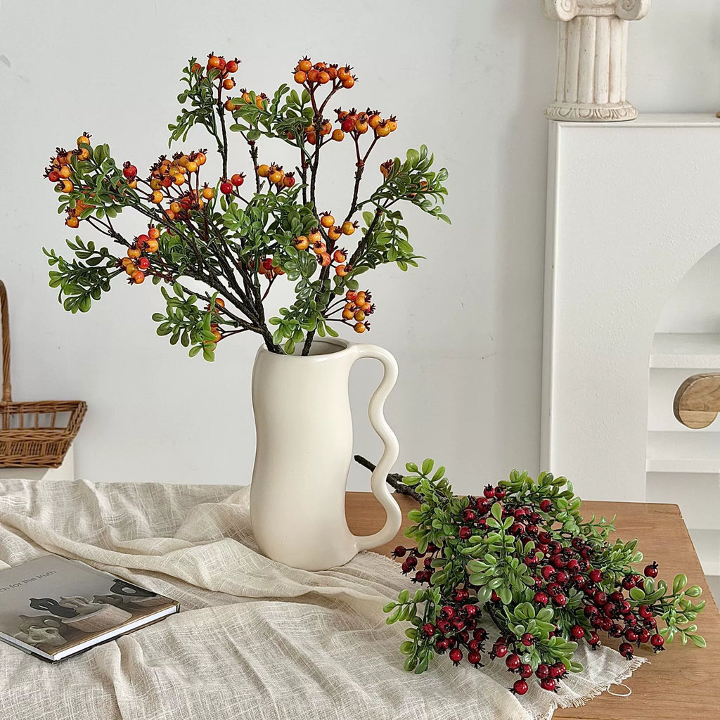 Artificial Blueberry Stem, Rustic Foam Berry Branch, 24" Single Stem, Indoor Home Decor, Window Display, Hotel Styling
