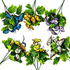 Artificial Butterfly Bush, Set of 5 Stems, 11" Tall, Light Luxury Style, Perfect for Weddings, Home Decor, and Photo Props