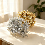 Artificial Wildflower Heads, Gold & Silver Foam Blooms, Pack of 60, 2" Diameter, Wedding, Home Decor, DIY Floral Arrangements